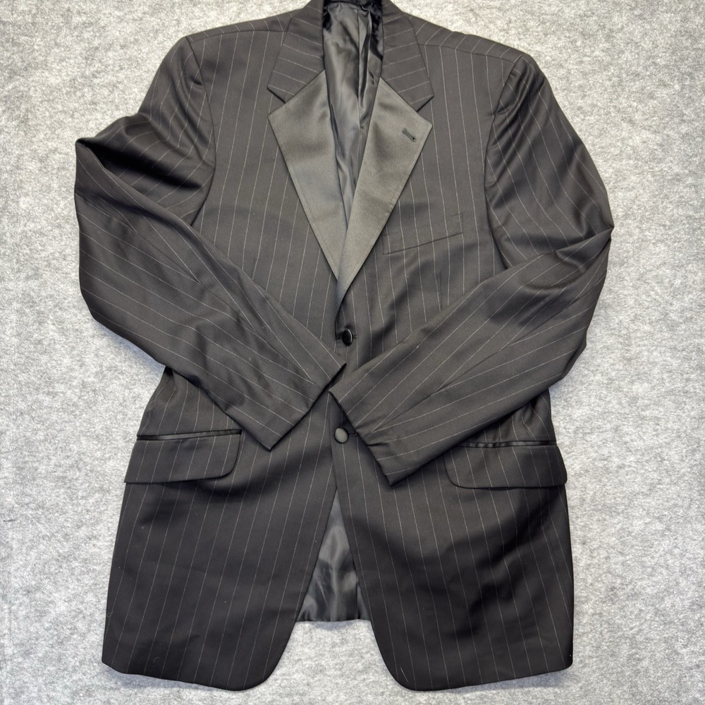 Joseph Abboud Tuxedo Jacket Mens 40L Black Pinstripe Wool Loro Piana Peak Lapel